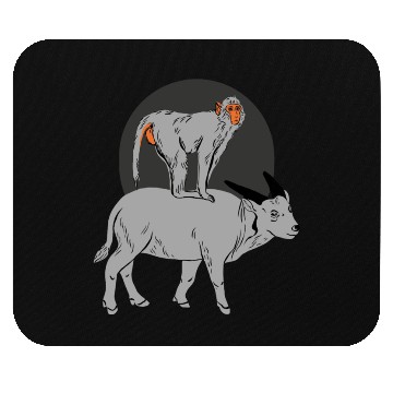 Discover Monkey On the Cow Mouse Pads