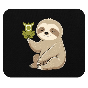 Discover Taurus Zodiac Sloth with Leaf Symbol Serenity Mouse Pads