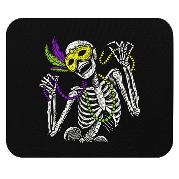 Discover Mardi Gras Skeleton with Beads and Mask Mouse Pads