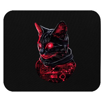 Discover Cybernetic Black Cat Mouse Pads