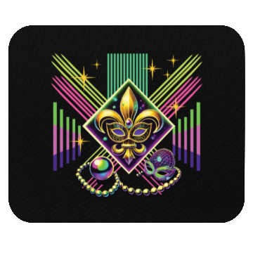 Discover Mardi Gras Retro Synthwave Mask Neon Vibes Mouse Pads