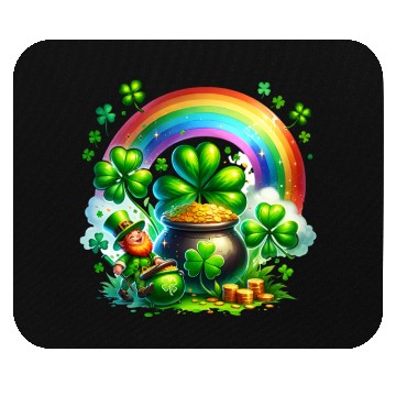 Discover St. Patrick's Day Shamrock Pot Gold Rainbow Mouse Pads