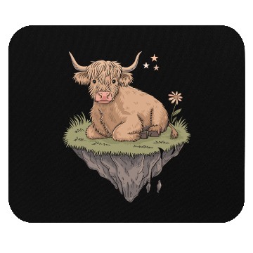 Discover Whimsical Escapism: Highland Cow Dreamworld Mouse Pads