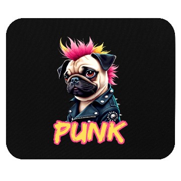 Discover Punk Pug with Mohawk and Jacket - Embrace the Mouse Pads