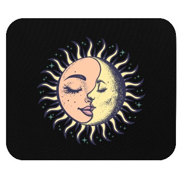Discover Boho Sun Moon Spirituality Sun Face Mouse Pads