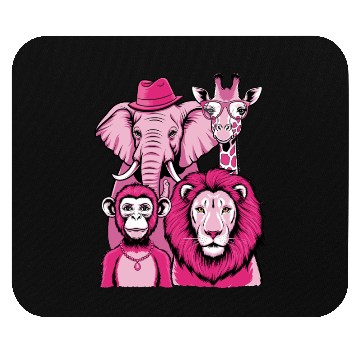 Discover Elephant Monkey Lion Giraffe Cool Crew Pink Vibes Mouse Pads
