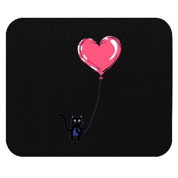 Discover Cat Holding a Heart-Shaped Balloon Mouse Pads