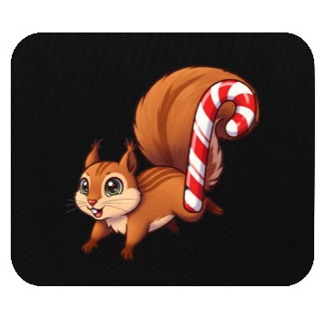 Discover A squirrel with a candy cane tail. Mouse Pads