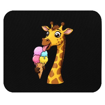 Discover A giraffe licking a giant ice cream cone. Mouse Pads