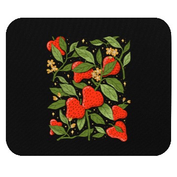 Discover Heartfelt Strawberry Blossom Design Mouse Pads