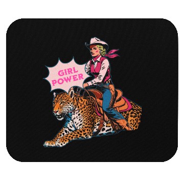Discover Girl Power Cowgirl Riding a Leopard Western Mouse Pads