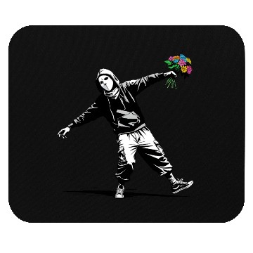 Discover Banksy Protester Throwing Flowers Mouse Pads