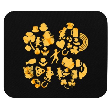 Discover Gold 4-Leaf Clover Collage graphic Design Mouse Pads