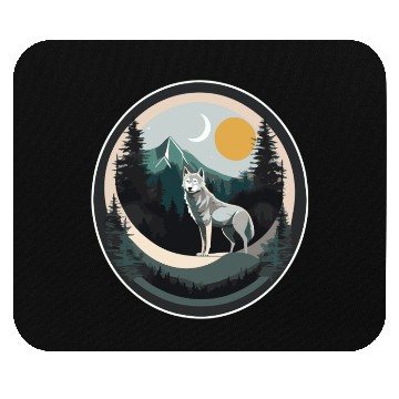 Discover Lone Wolf Under Moonlit Sky Mouse Pads