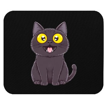 Discover Black Surprised Kitty Mouse Pads