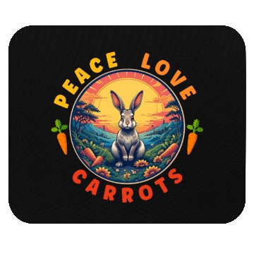 Discover Peace Love Carrots, Funny Rabbit Lover Retro Mouse Pads