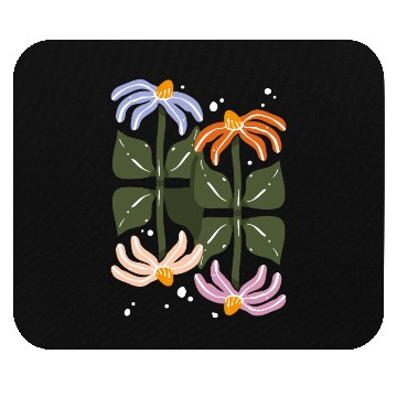 Discover Four Blooms – Abstract Garden Tile Mouse Pads