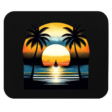Discover Beautiful Tropical Sunset with Palm Trees Mouse Pads