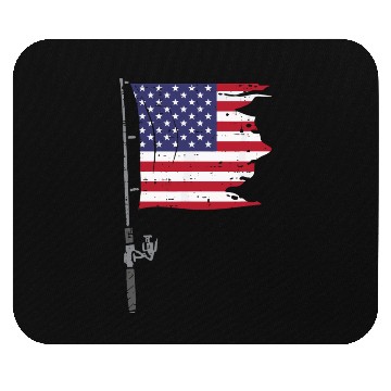 Discover Fishing Rod American Flag Mouse Pads