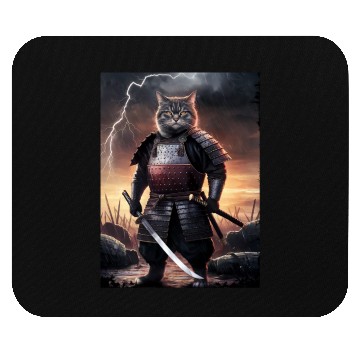 Discover Japanese Cat Samurai Cat Mouse Pads