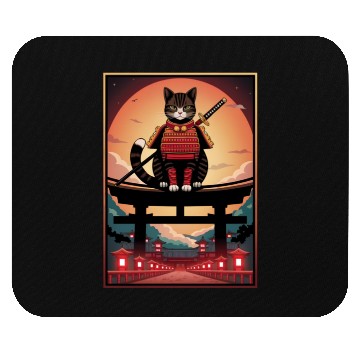 Discover Japanese Cat Samurai Cat Mouse Pads