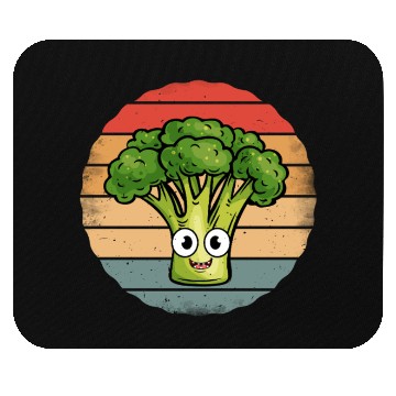 Discover Cute Smiling Broccoli Retro Vintage Sunset Mouse Pads