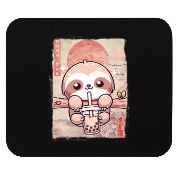 Discover Cute Kawaii Sloth Drinks Boba Tea Japanese Mouse Pads