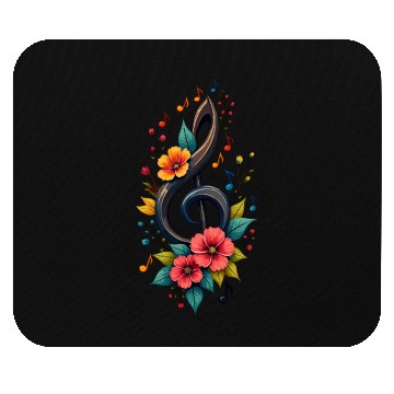 Discover Treble Clef With Colorful Notes And Flowers Mouse Pads