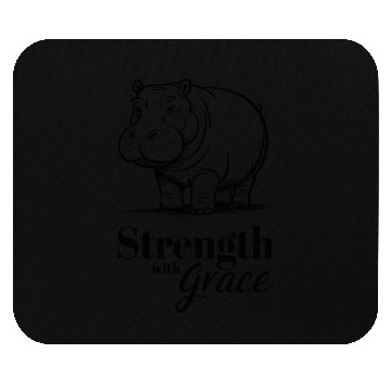 Discover Strength With Grace Hippo Illustration Artwork Mouse Pads