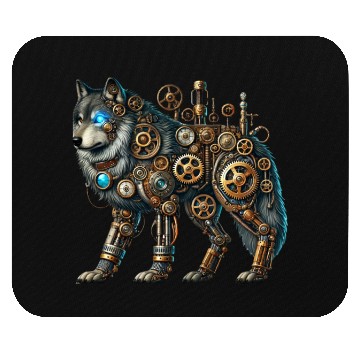 Discover Steampunk Wolf Mouse Pads, Mechanical Wolf Design