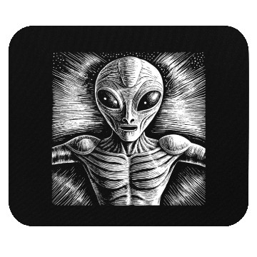 Discover Grey Alien Engraving Mouse Pads