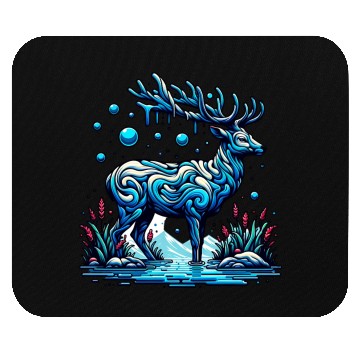 Discover Majestic Blue Deer in Enchanted Forest Mouse Pads