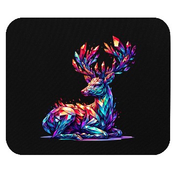 Discover Vibrant Geometric Stag Artwork with Crystals Mouse Pads