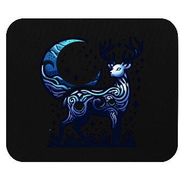 Discover Celestial Deer Under Starry Night Moon Mouse Pads