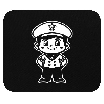 Discover Little Sailing Captain Cartoon Look Mouse Pads