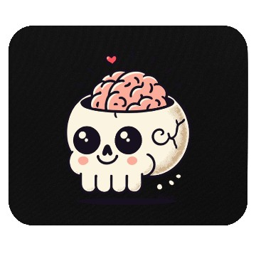 Discover Cute Skull with Brain & Heart Mouse Pads