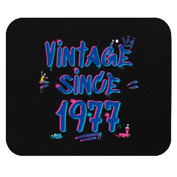 Discover Vintage 1977 Graffiti Glitch - 48 Years of Style Mouse Pads
