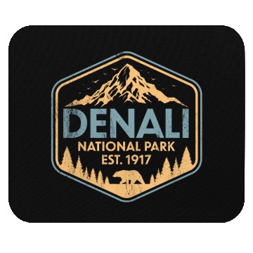 Discover Retro Denali National Park Mountains Nature Mouse Pads