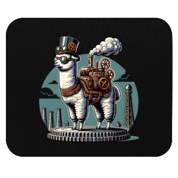 Discover Steampunk Llama With Top Hat and Gears Mouse Pads