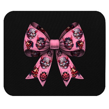 Discover Coquette Bow Oni Yokai Devil Mask Pattern Pink Mouse Pads