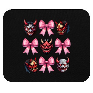 Discover Coquette Bow Oni Yokai Devil Mask Pink Mothers Day Mouse Pads