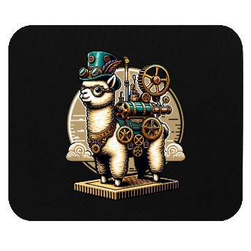 Discover Steampunk Llama with Gears and Goggles Mouse Pads