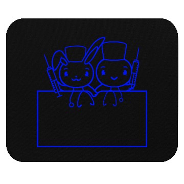 Discover Rabbit Bird Chick Doctor Syringe Team 2 Friends Mouse Pads