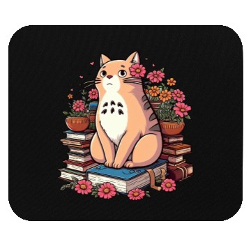 Discover Book Cat Floral Mouse Pads