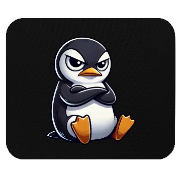 Discover Penguin cartoon skeptical look funny Mouse Pads