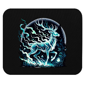 Discover Ethereal Stag in Mystical Forest Moonlight Mouse Pads
