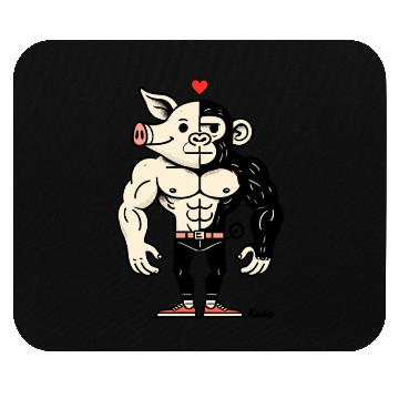 Discover Half Pig, Half Ape – Full Muscle Love Mouse Pads