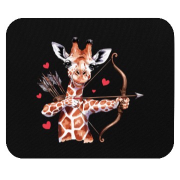Discover Charming Giraffe Archer with Hearts and Bow Mouse Pads