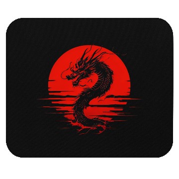 Discover Dragon Rising Under the Blood Moon Mouse Pads