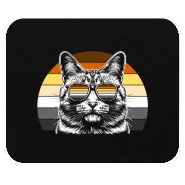 Discover Cool Bear Pride Cat with Sunglasses Retro Sunset Mouse Pads